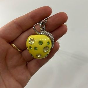 Bling Crystal Neon Bedazzled Apple Pendent Charm Vintage Necklace